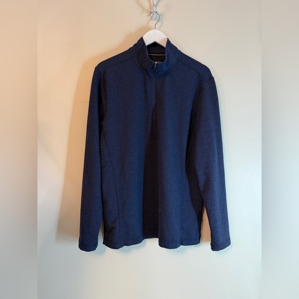 Orvis Mens 1/4 Zip Shirt Medium Blue Long Sleeve High Neck Long Sleeve Stretch
